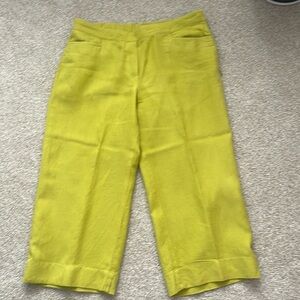 J Jill linen pants , size medium petite, bright green color